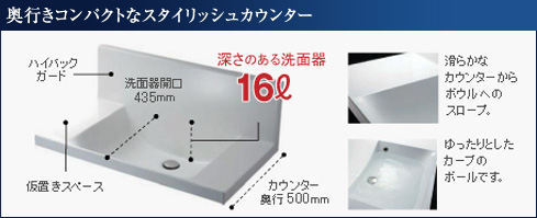 奥行きコンパクトなスタイリッシュカウンター