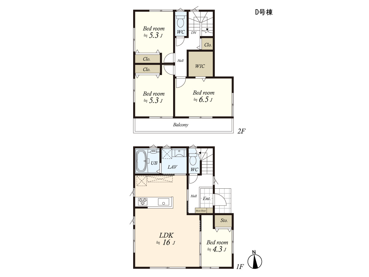 （建物プラン例）丁寧な打ち合わせにてヒアリングを行い、お客様のお好きな間取をプランニングいたします。