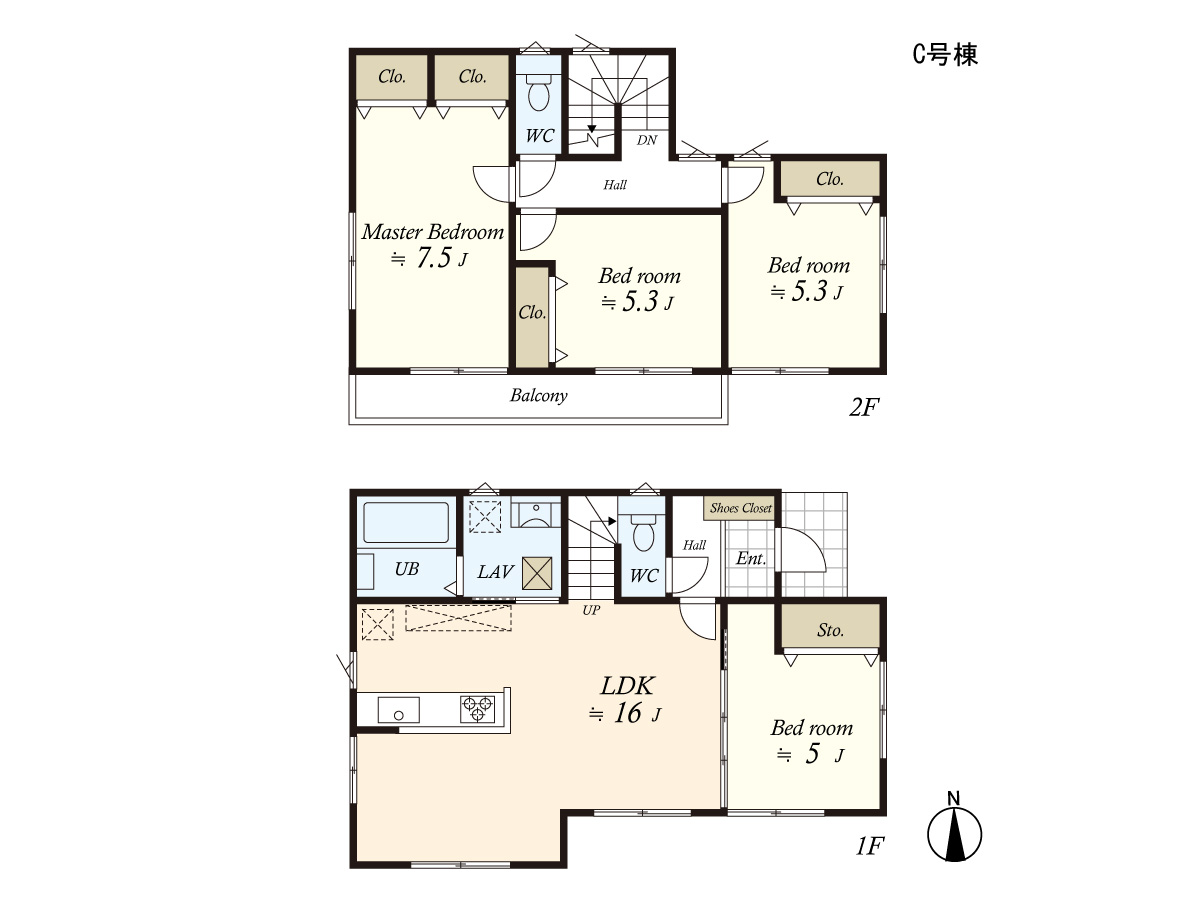 （建物プラン例）丁寧な打ち合わせにてヒアリングを行い、お客様のお好きな間取をプランニングいたします。