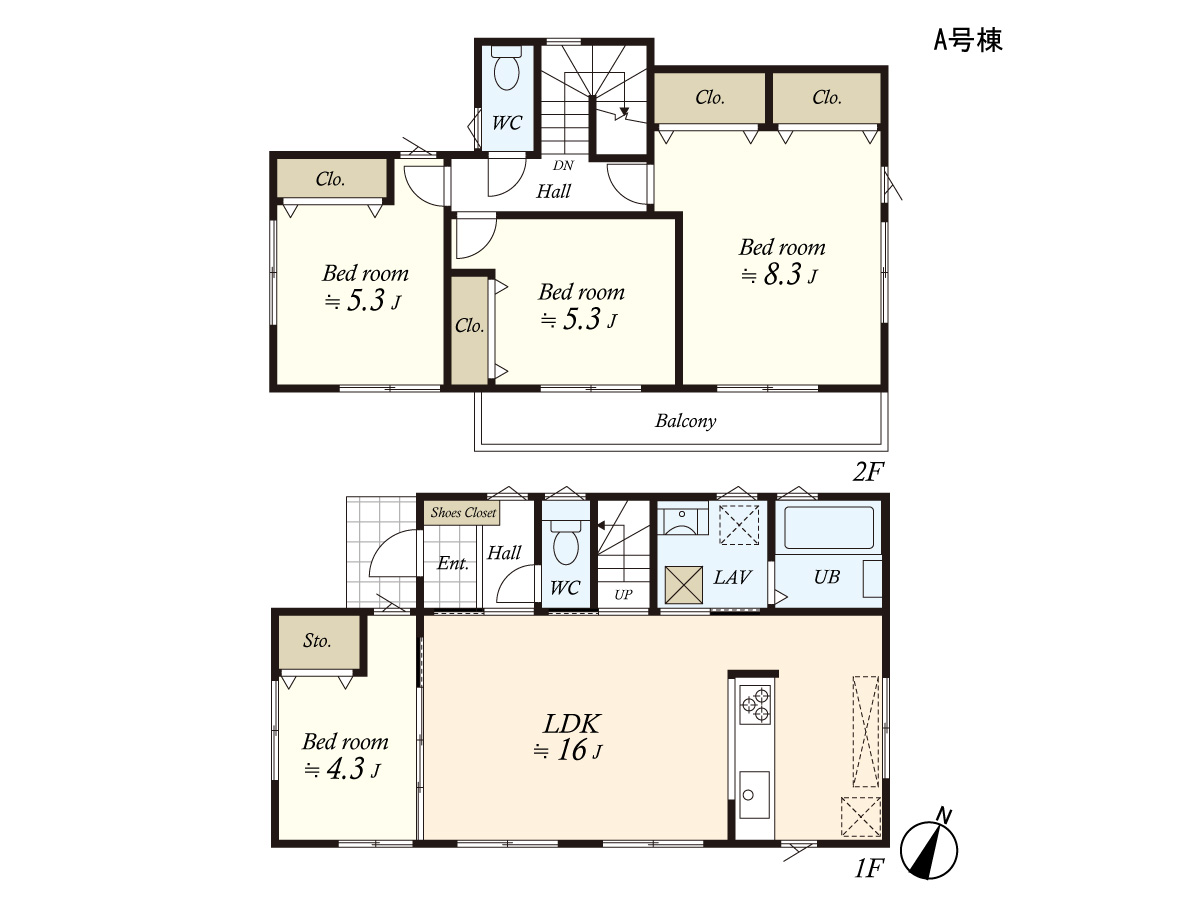 （建物プラン例）丁寧な打ち合わせにてヒアリングを行い、お客様のお好きな間取をプランニングいたします。