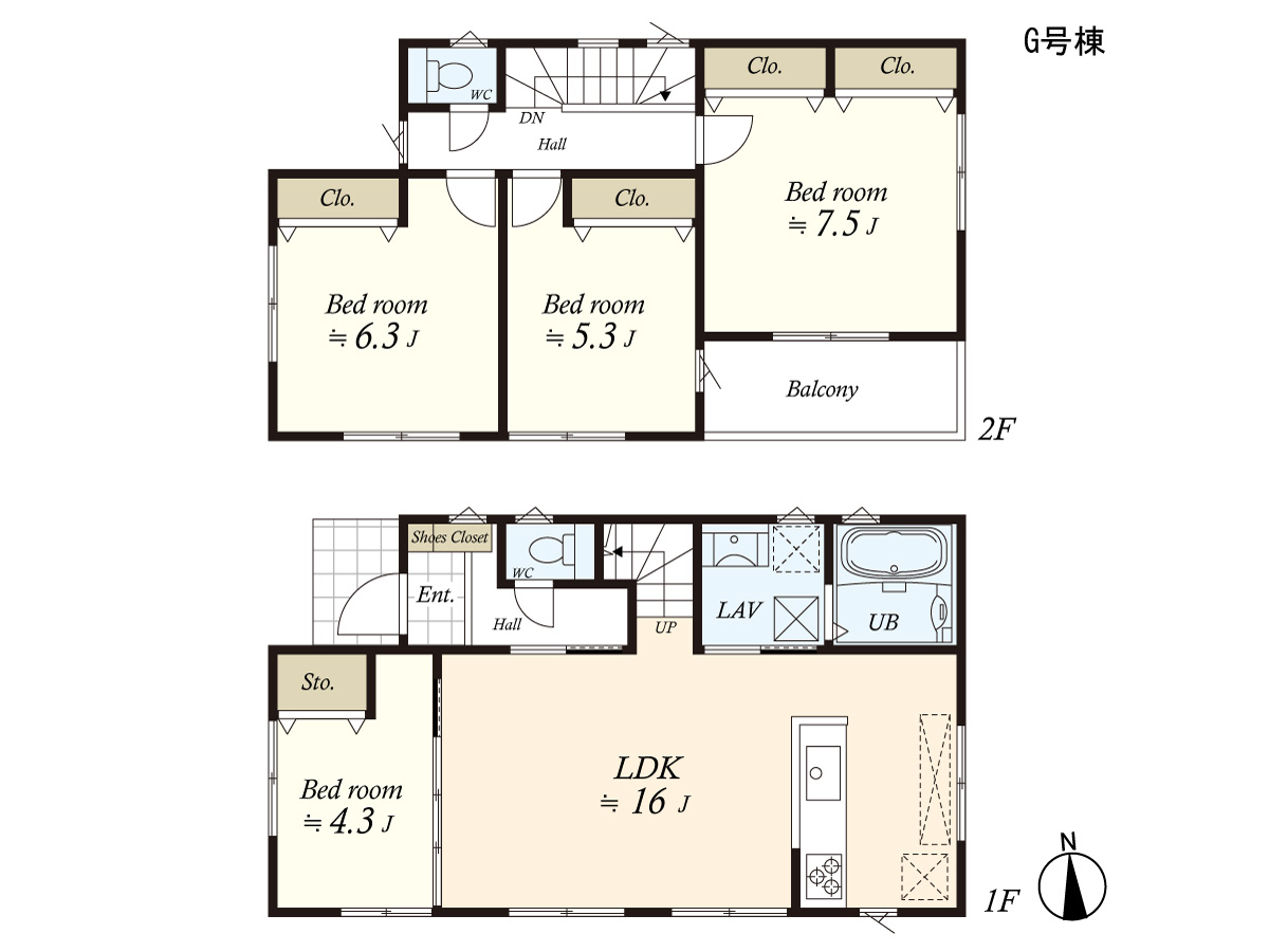 （建物プラン例）丁寧な打ち合わせにてヒアリングを行い、お客様のお好きな間取をプランニングいたします。