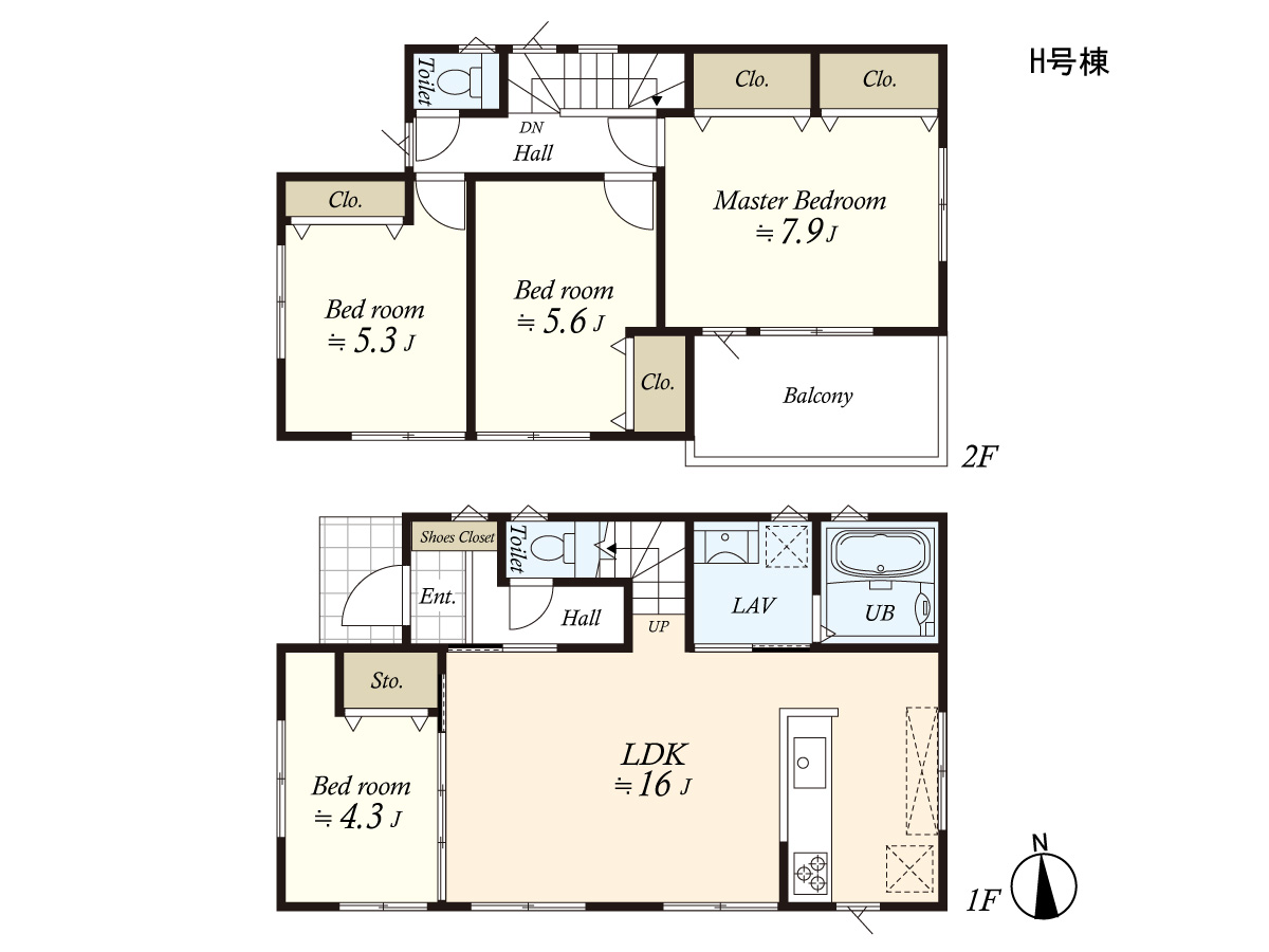 （建物プラン例）丁寧な打ち合わせにてヒアリングを行い、お客様のお好きな間取をプランニングいたします。