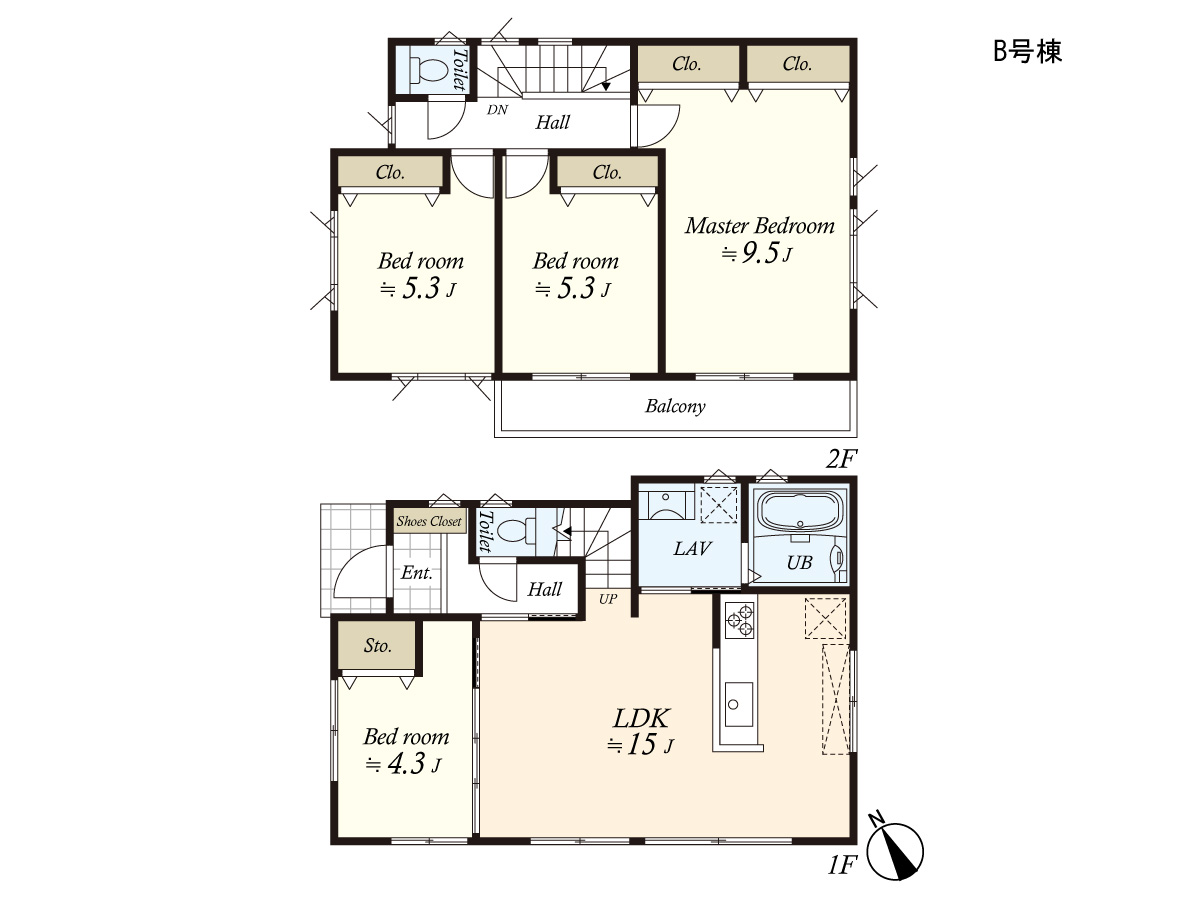 建物プラン例)丁寧な打ち合わせにてヒアリングを行い、お客様のお好きな間取をプランニングいたします。