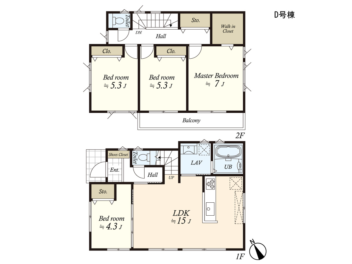 (建物プラン例)丁寧な打ち合わせにてヒアリングを行い、お客様のお好きな間取をプランニングいたします。